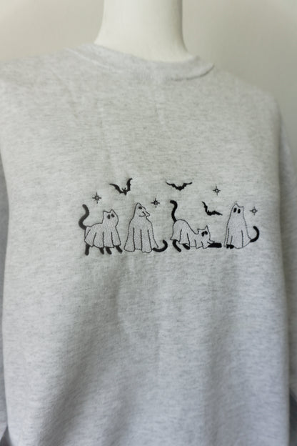 Ghost Cats Embroidered Crewneck