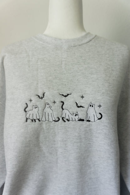 Ghost Cats Embroidered Crewneck