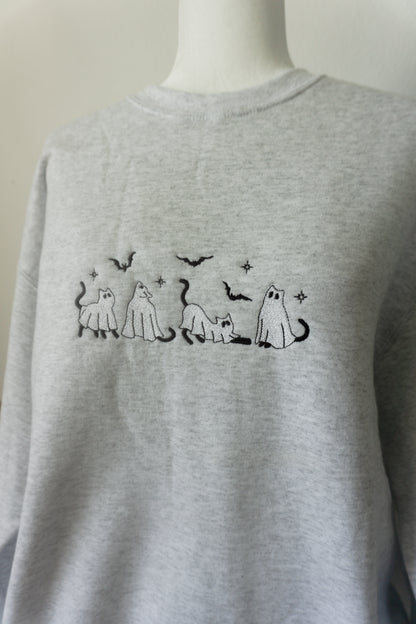 Ghost Cats Embroidered Crewneck