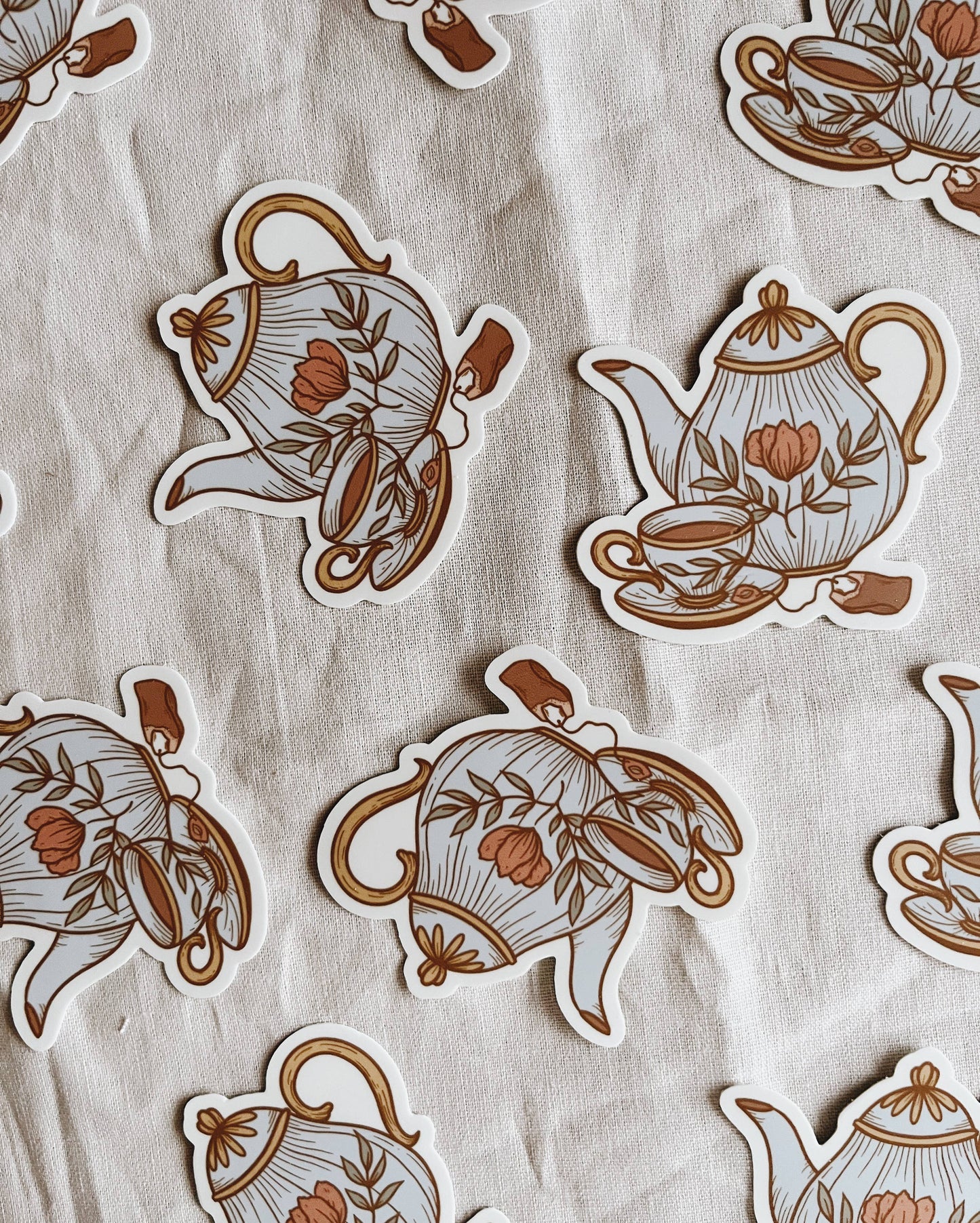 Vintage Teapot and Teacup Vinyl Sticker Tea Party!