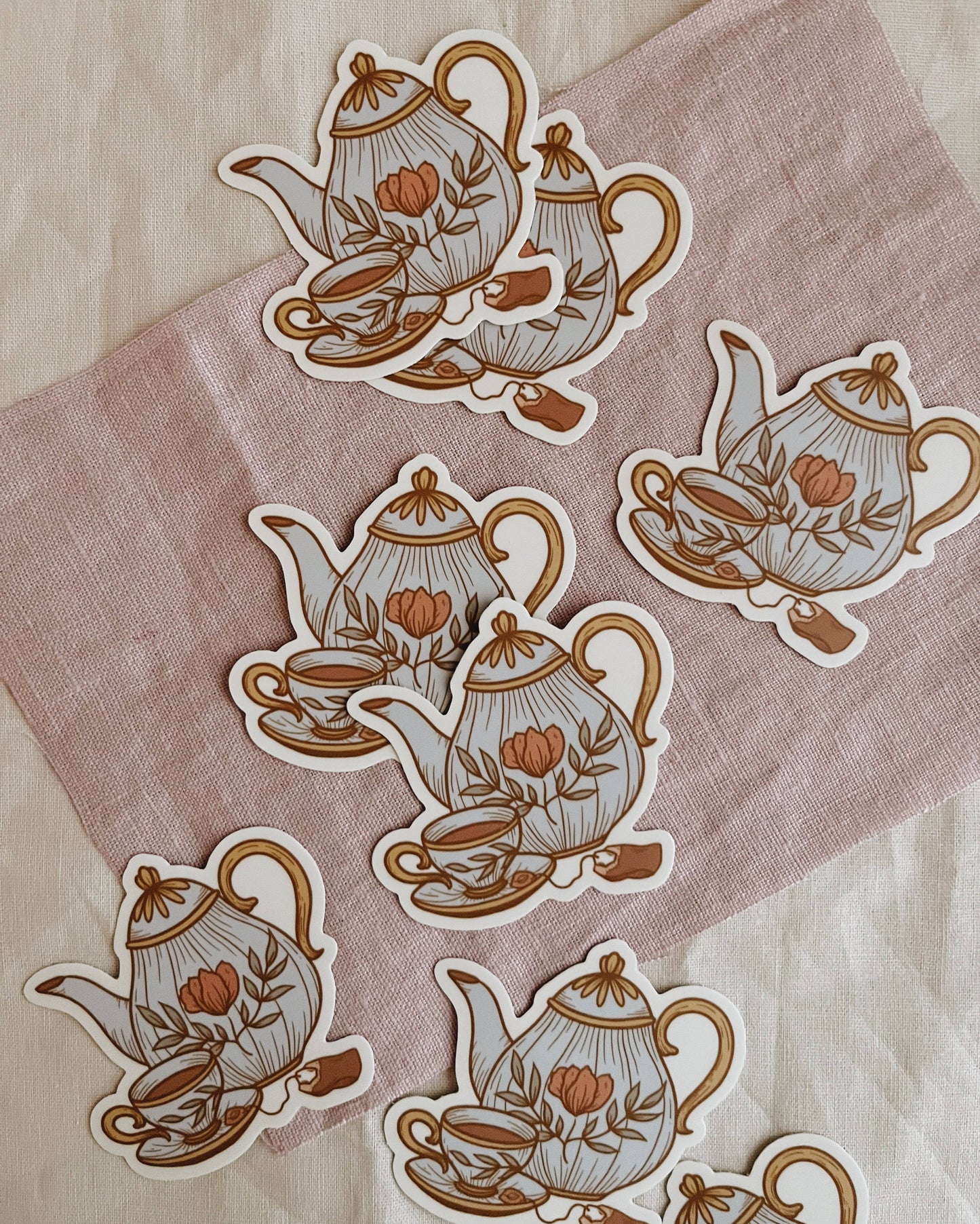 Vintage Teapot and Teacup Vinyl Sticker Tea Party!